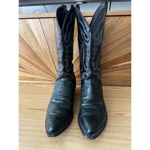 Exotic Rare Justin Boots Emerald Green Lizard Cowboy Boots Men's 8 E